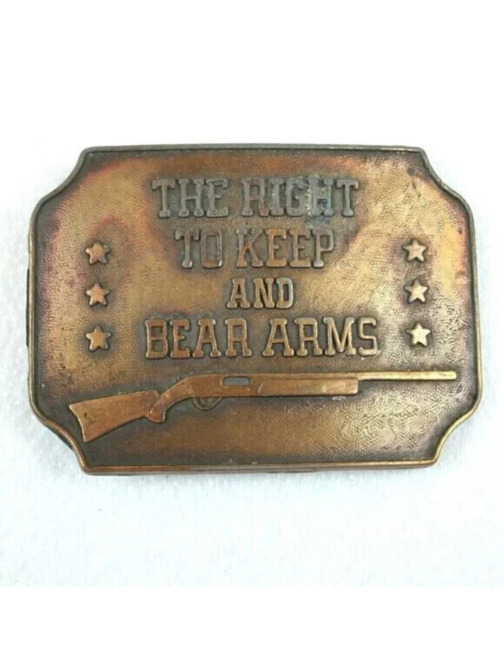 Vintage Second Amendment Belt Buckle Metal Gun Right To Keep & Bear Arms RARE
